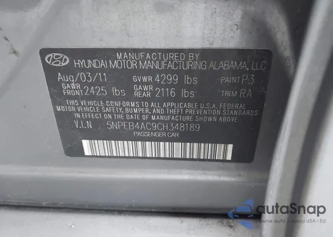 2012 Hyundai Sonata Gls from USA, damaged, VIN 5NPEB4AC9CH348189